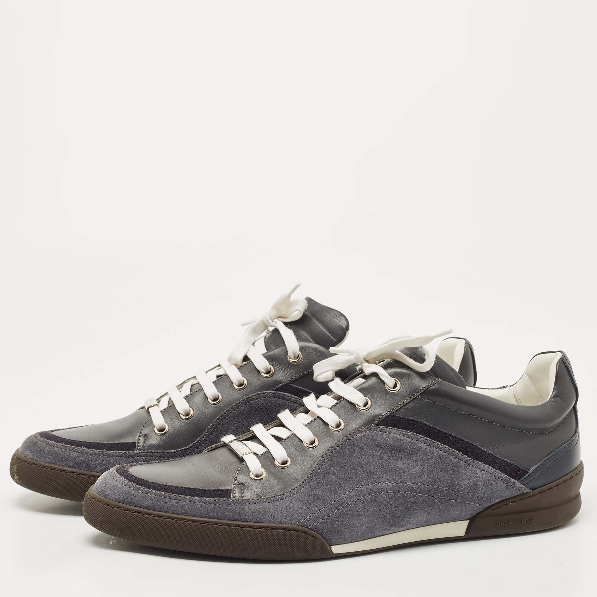 

Dior Grey Leather And Suede Low Top Sneakers Size