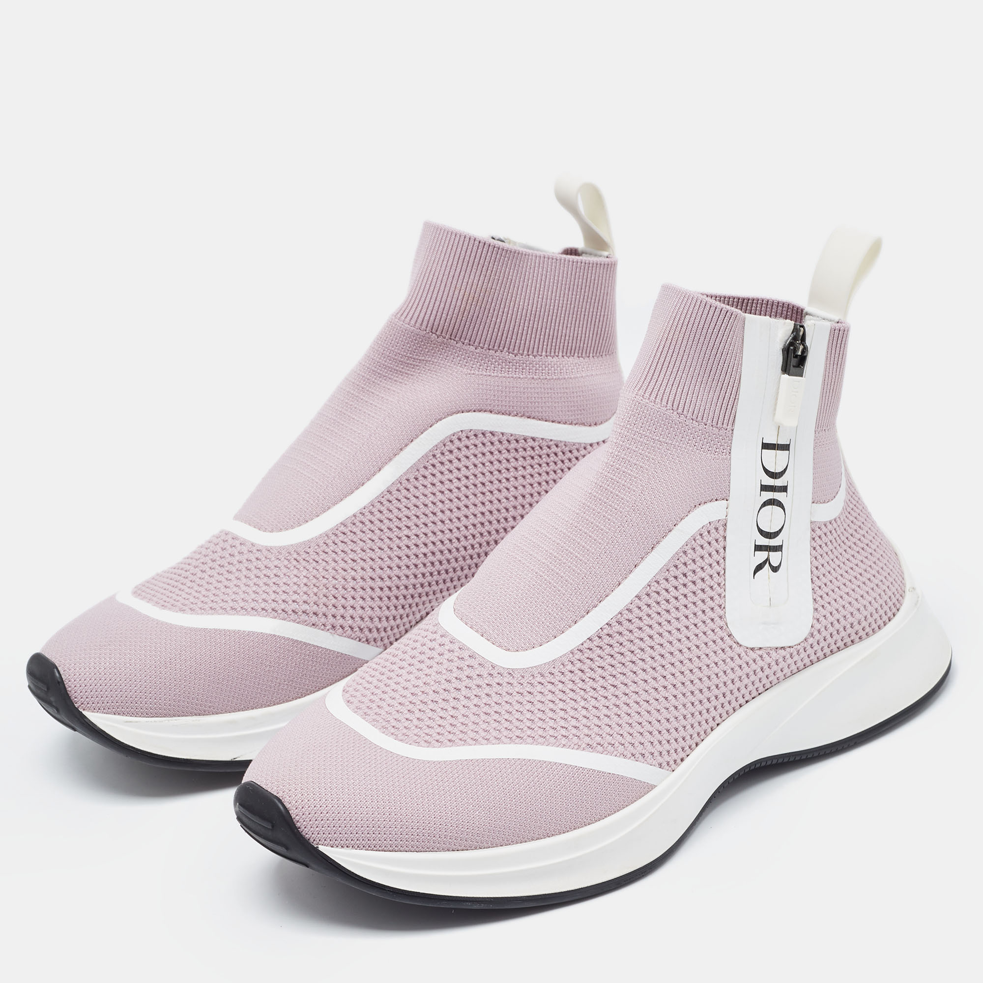 

Dior Pink Knit Fabric B25 High Top Sneakers Size