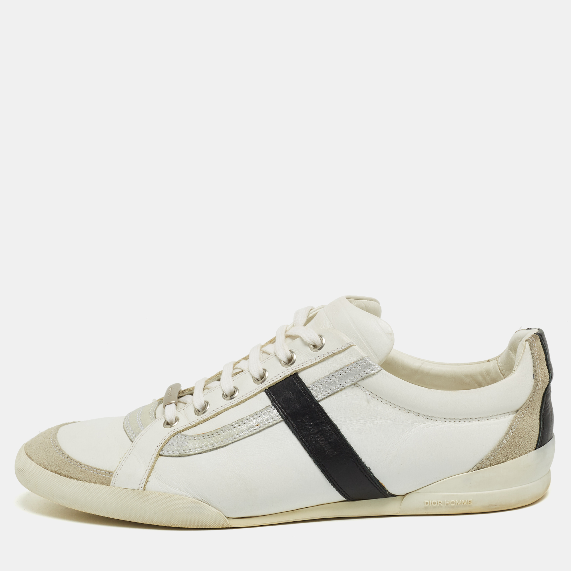 

Dior Homme Tricolor Leather and Suede Low Top Sneakers Size, White