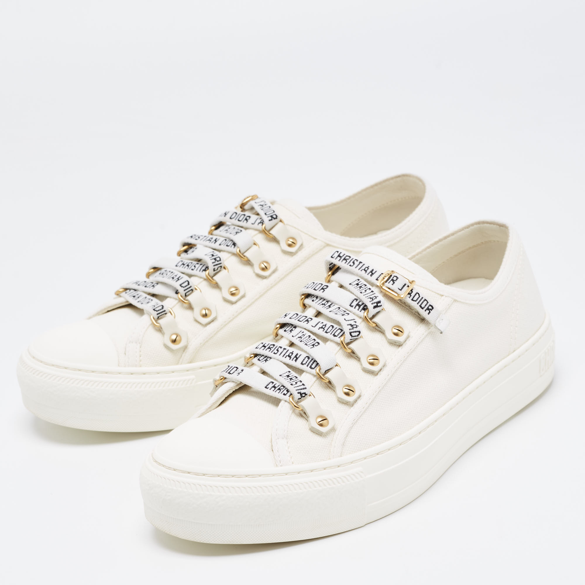 

Dior White Canvas Walk'n'Dior Low Top Sneakers Size
