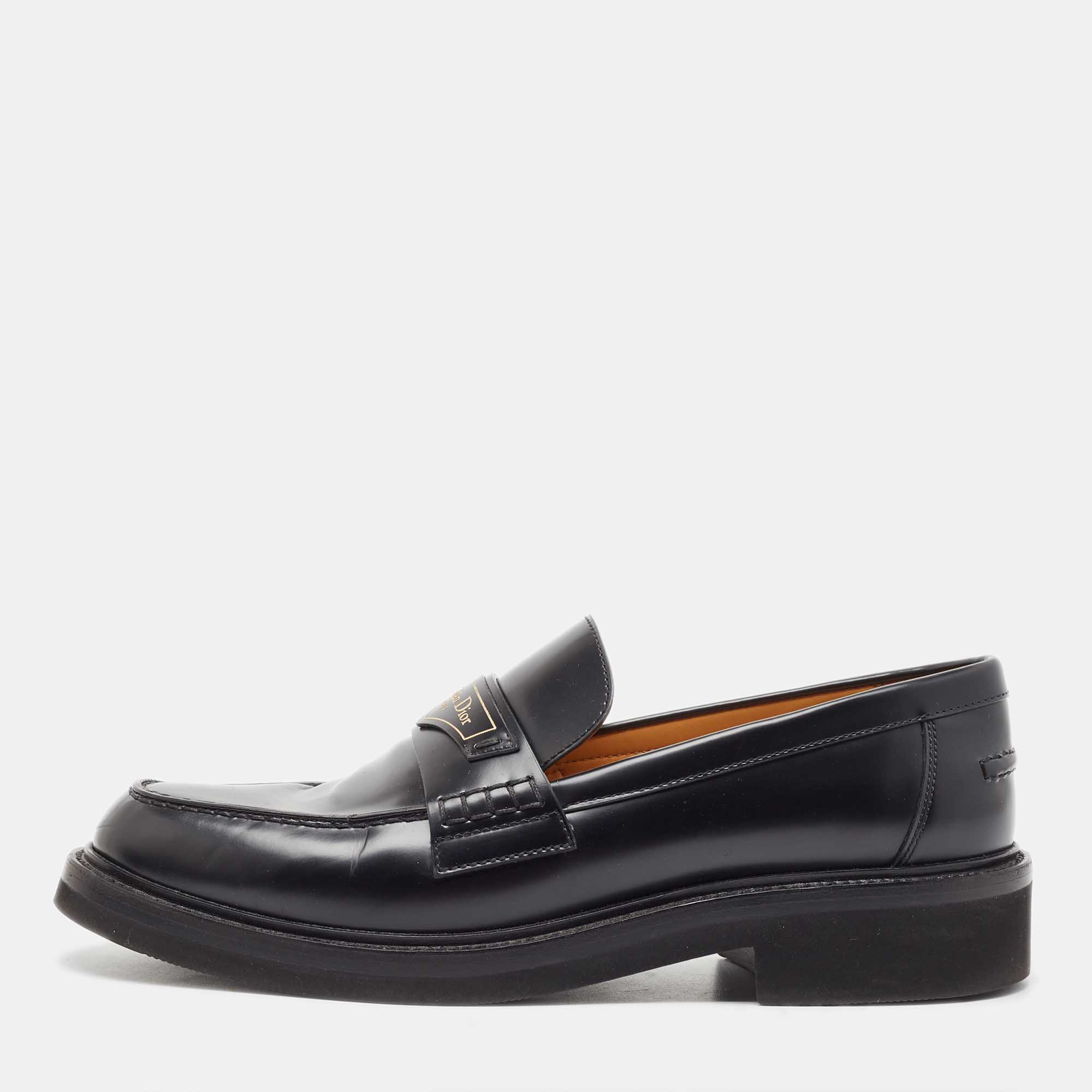 Pre-owned Dior Black Leather Boy Loafers Size 41