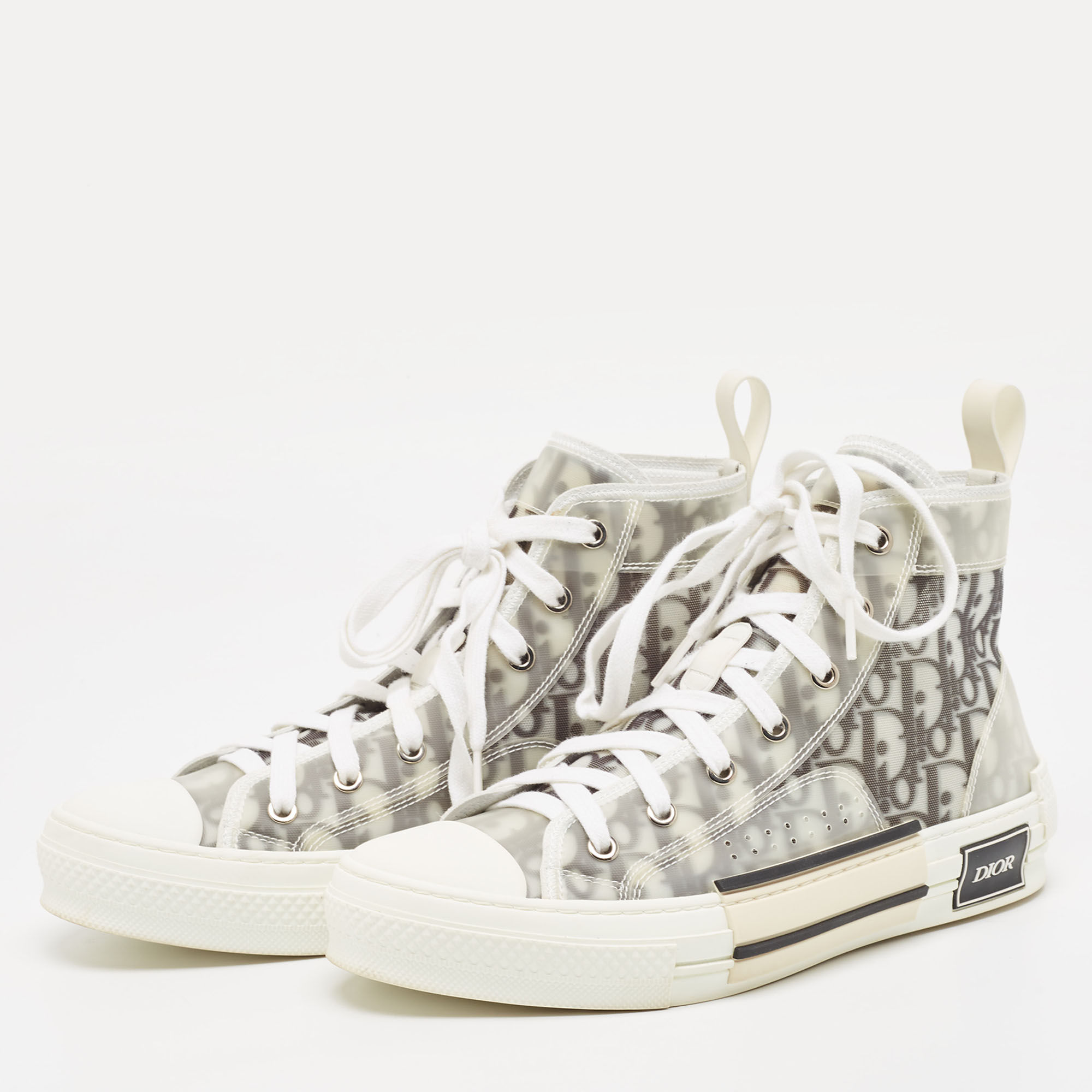 

Dior Two Tone Oblique Mesh and Rubber B23 High Top Sneakers Size, White