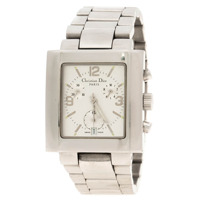 Dior Silver Stainless Steel Riva Men's Wristwatch 34 mm