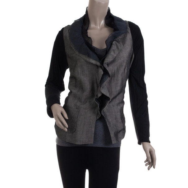DKNY Wool and Linen Two- Ruffle Light Jacket