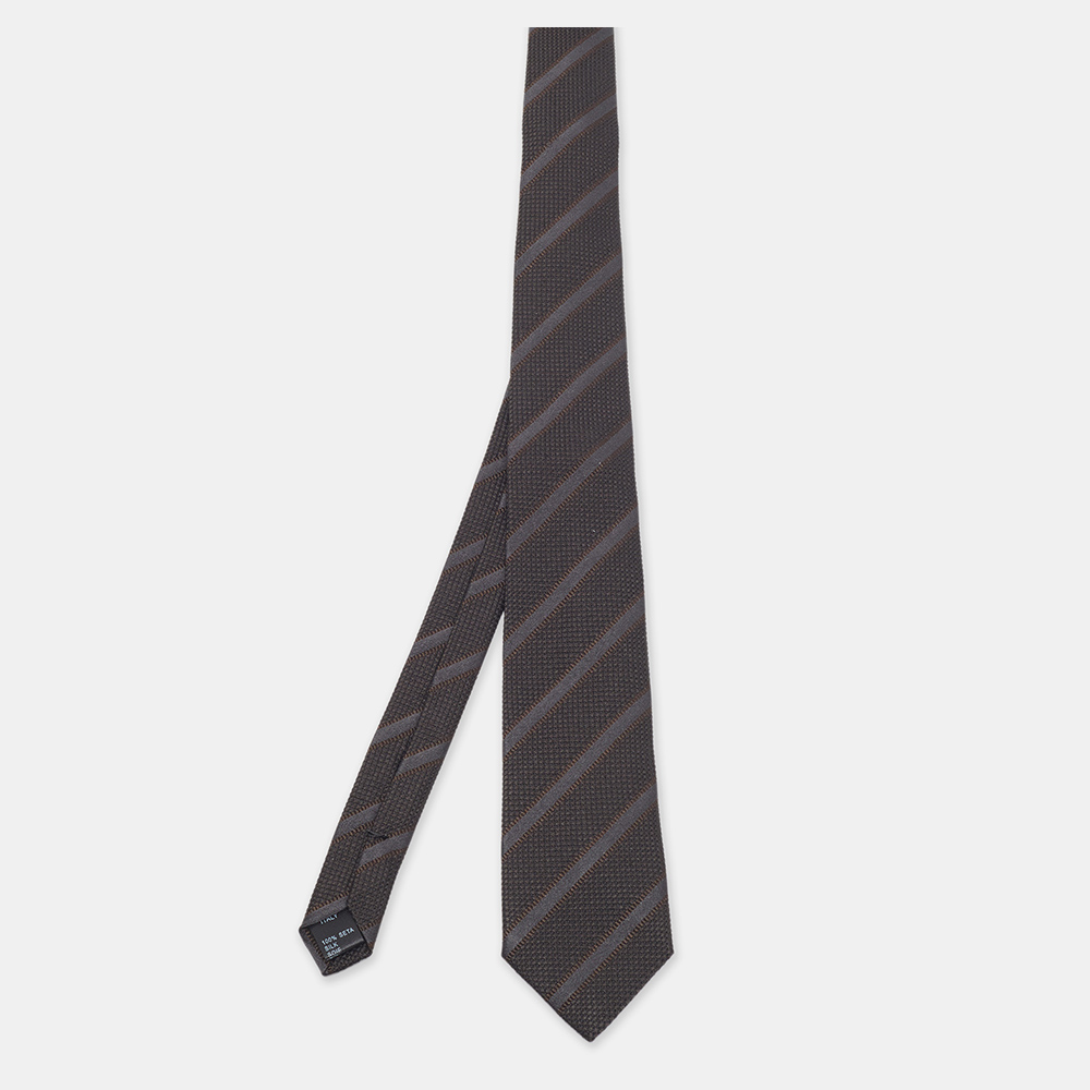 

Dolce & Gabbana Black Diagonal Striped Silk Skinny Tie