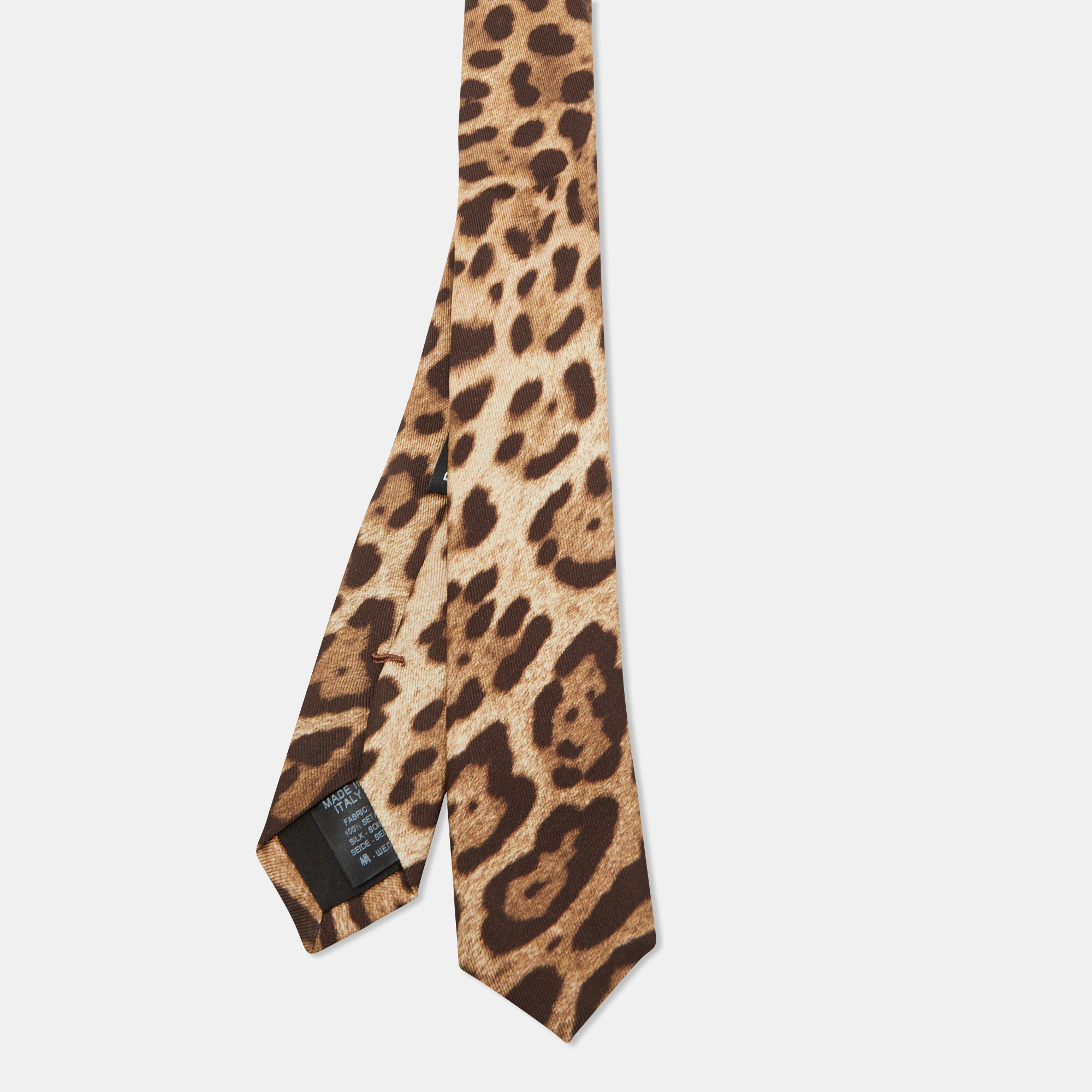 

Dolce & Gabbana Leopard Print Brown Silk Tie