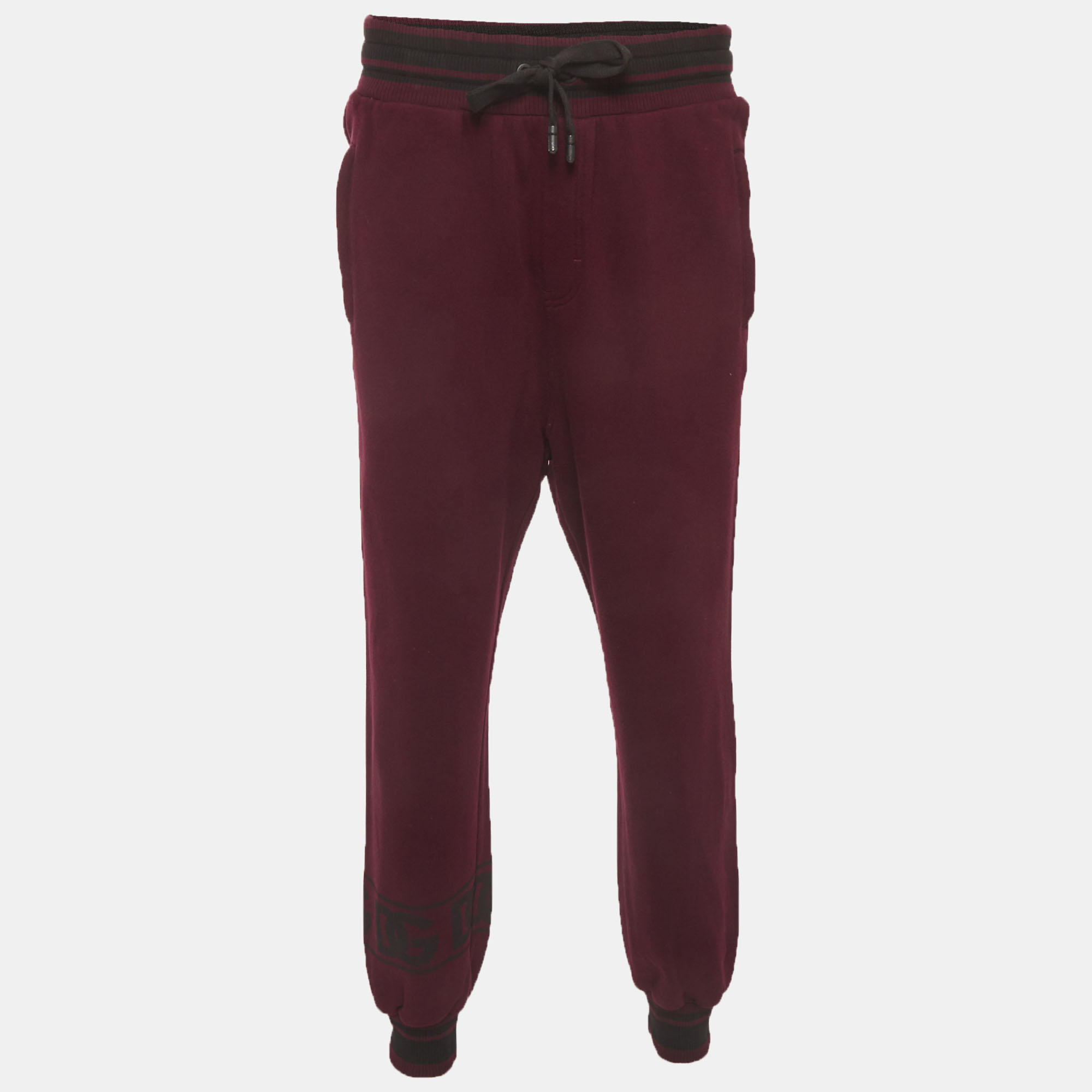 

Dolce & Gabbana Burgundy Cotton Drawstring Joggers M