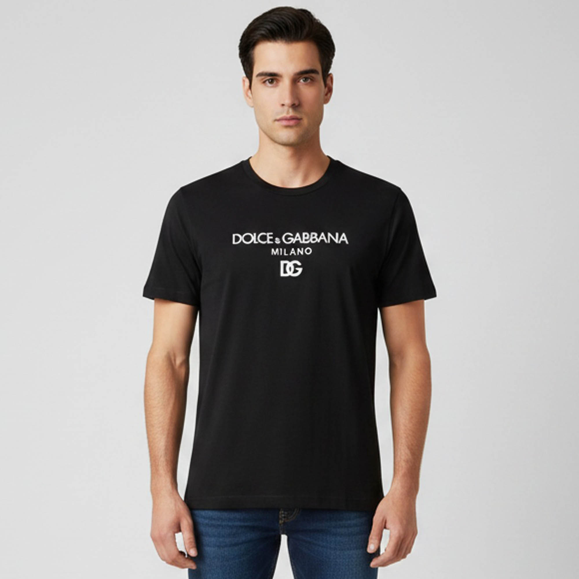 

Dolce & Gabbana Black Logo Embroidered Jersey T-Shirt XXXL