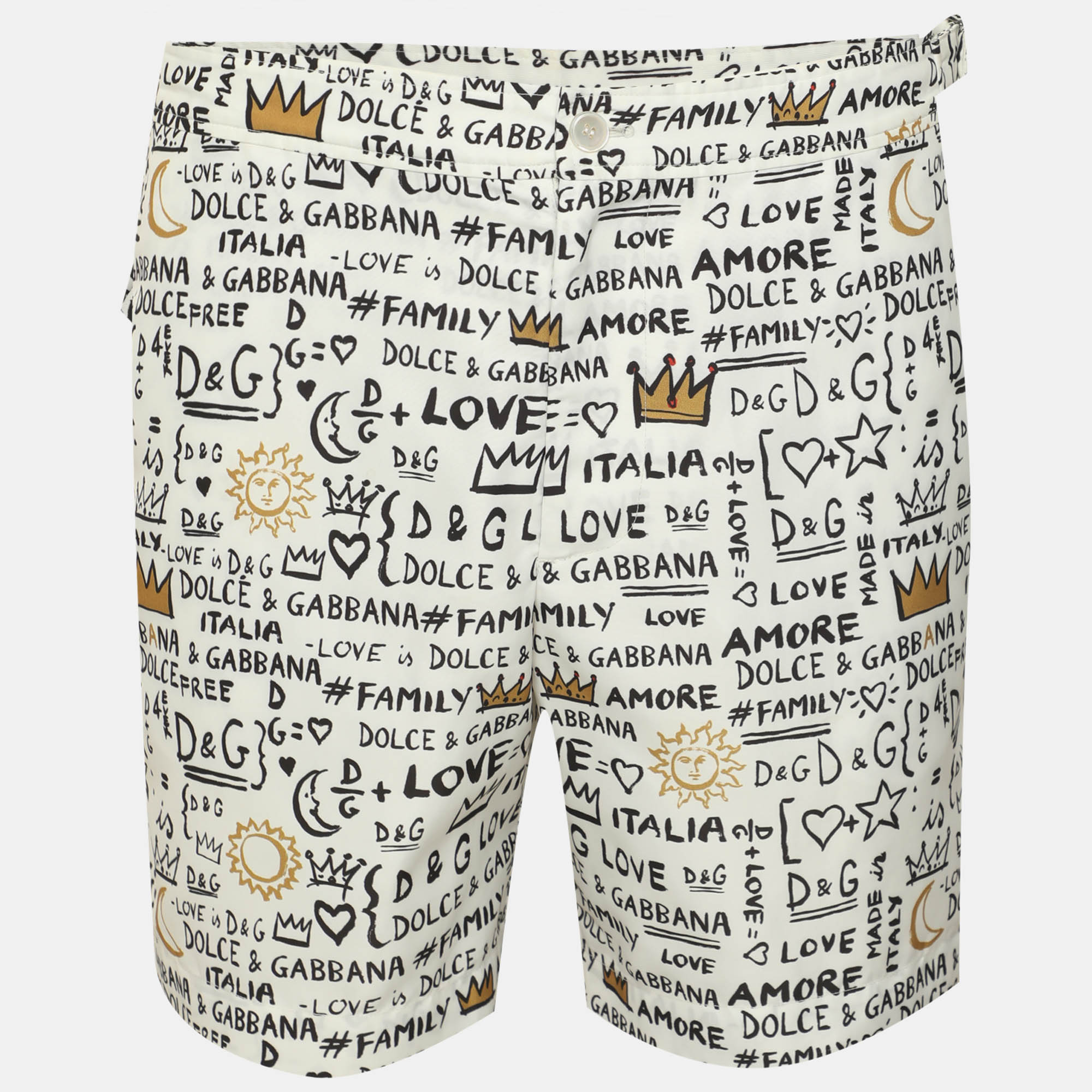 

Dolce and Gabbana White Multicolor Graffiti Print Nylon Beachwear L