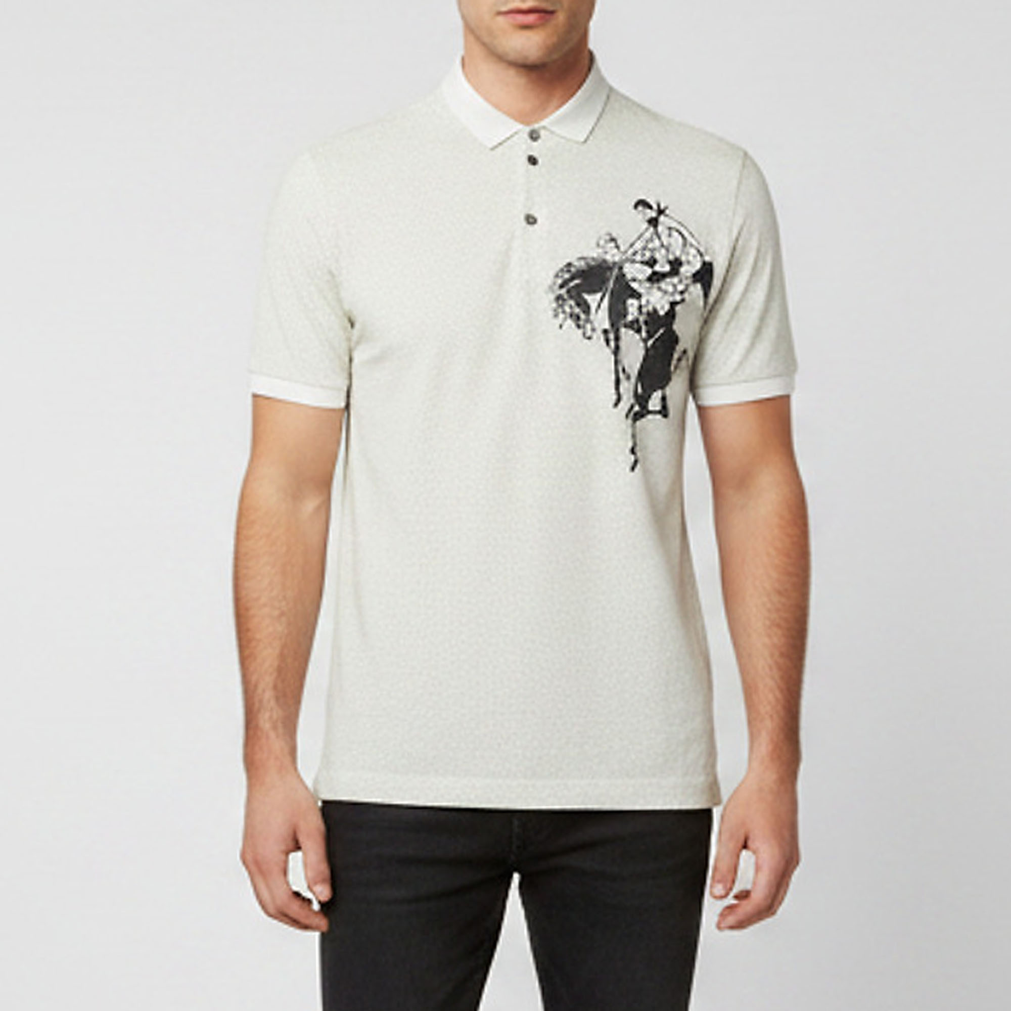 

Dolce & Gabbana Cream Cowboy Appliqué Piqué Knit Polo T-Shirt M