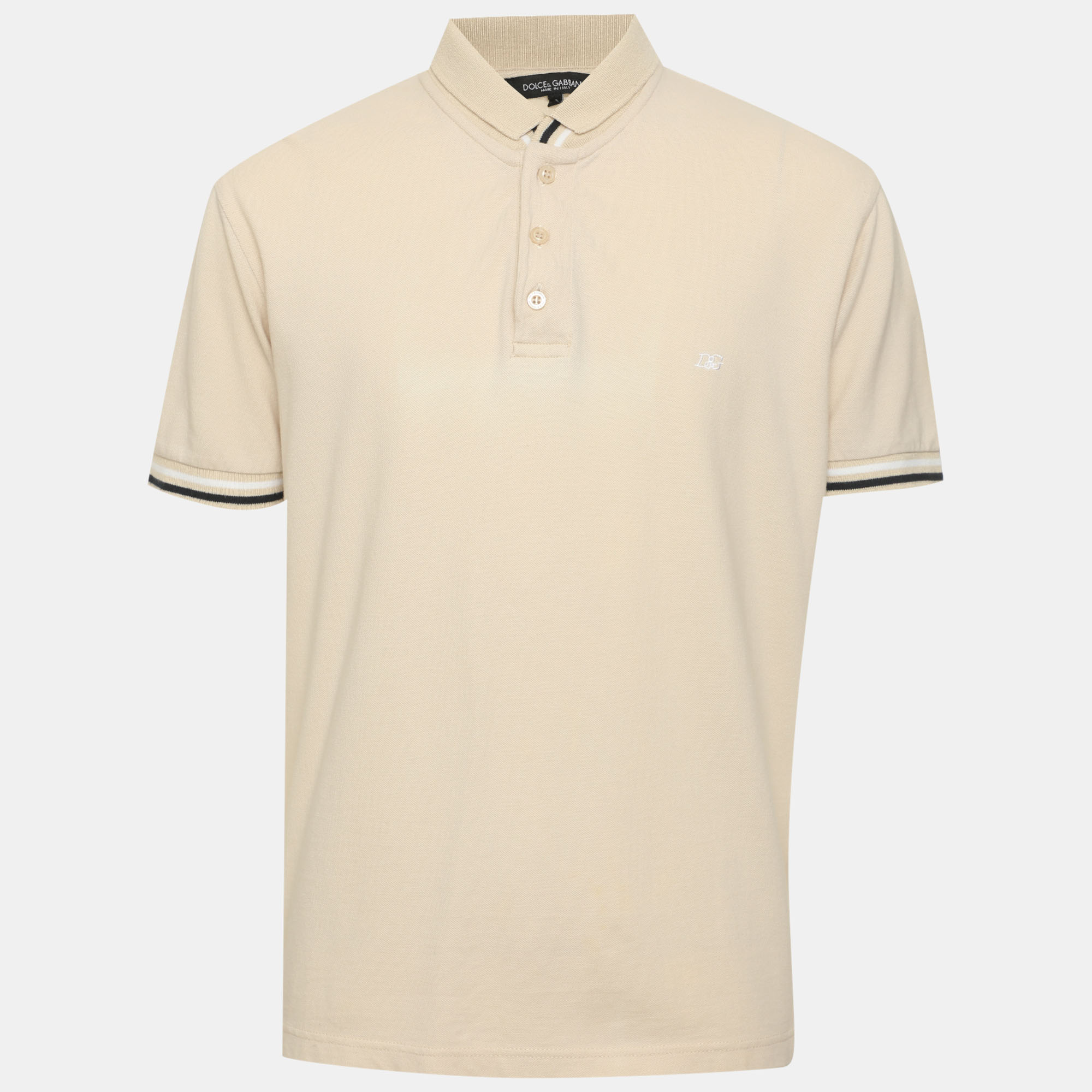 

Dolce & Gabbana Beige Cotton Knit Polo T-Shirt L