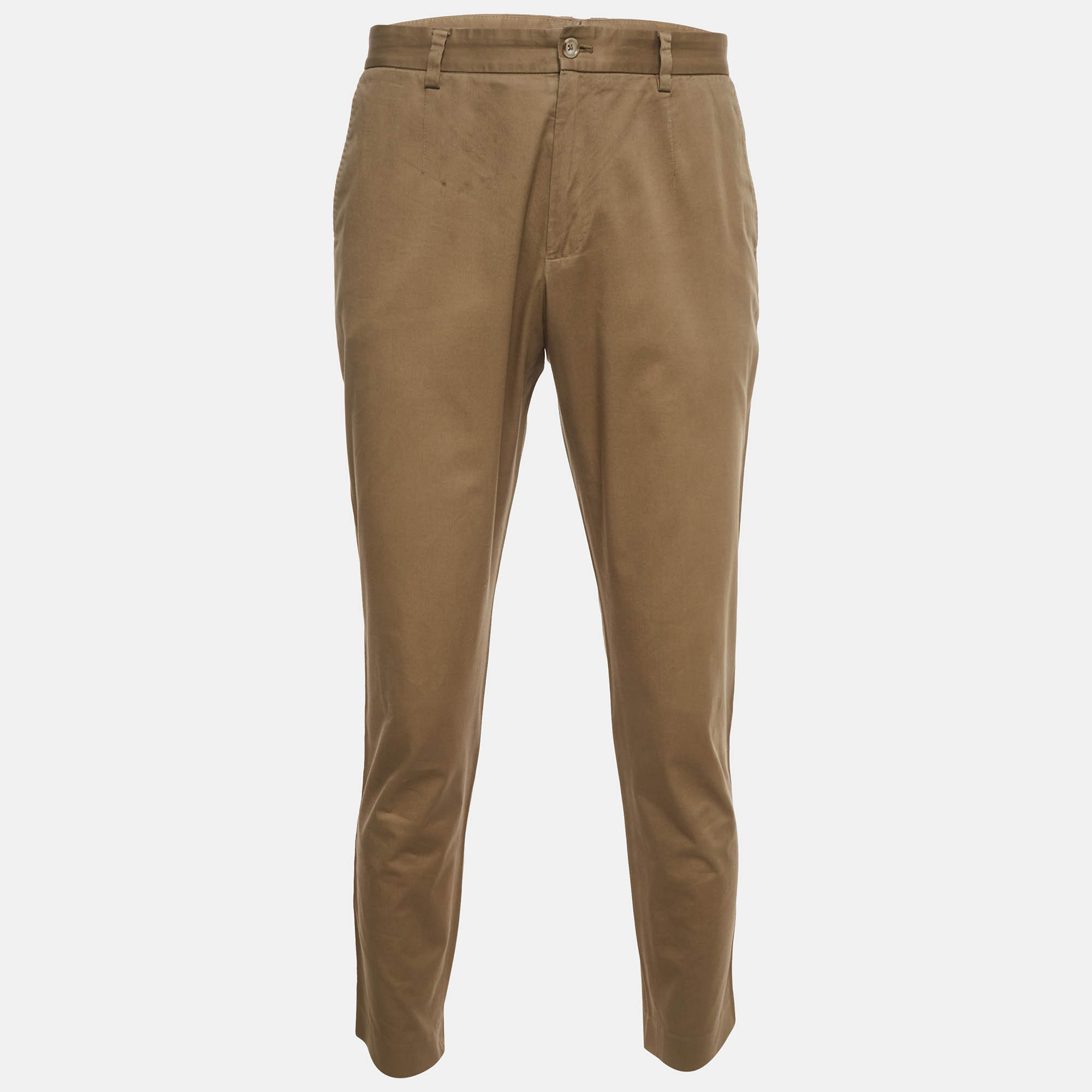 Pre-owned Dolce & Gabbana Beige Gabardine Straight Fit Chinos L