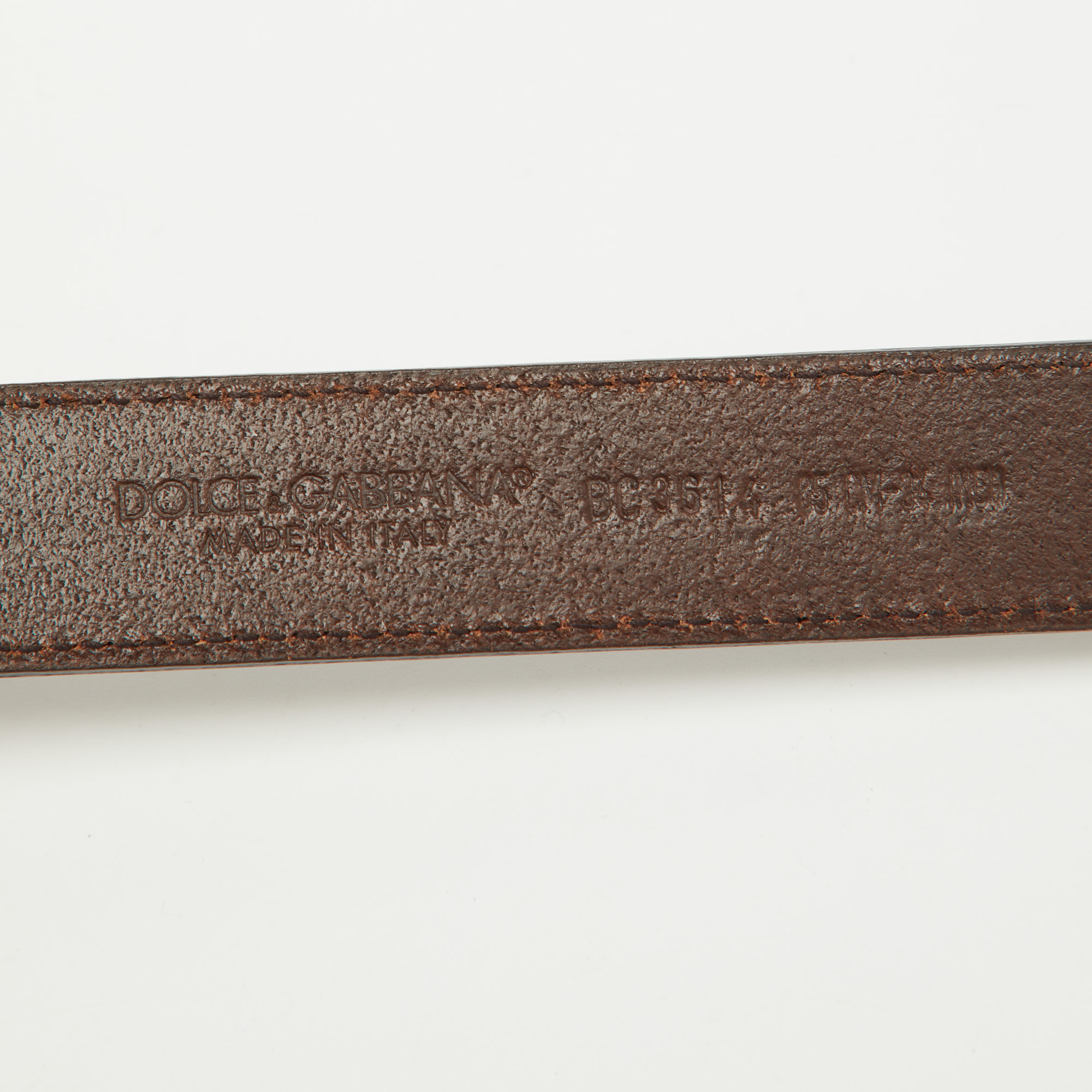 Dolce & Gabbana Brown Leather Buckle Belt 85CM 