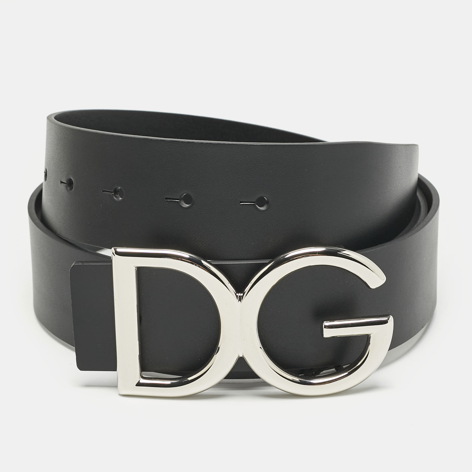 

Dolce & Gabbana Black Leather DG Logo Buckle Belt