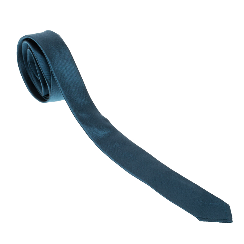 Dolce and Gabbana Teal Blue Silk Skinny Tie