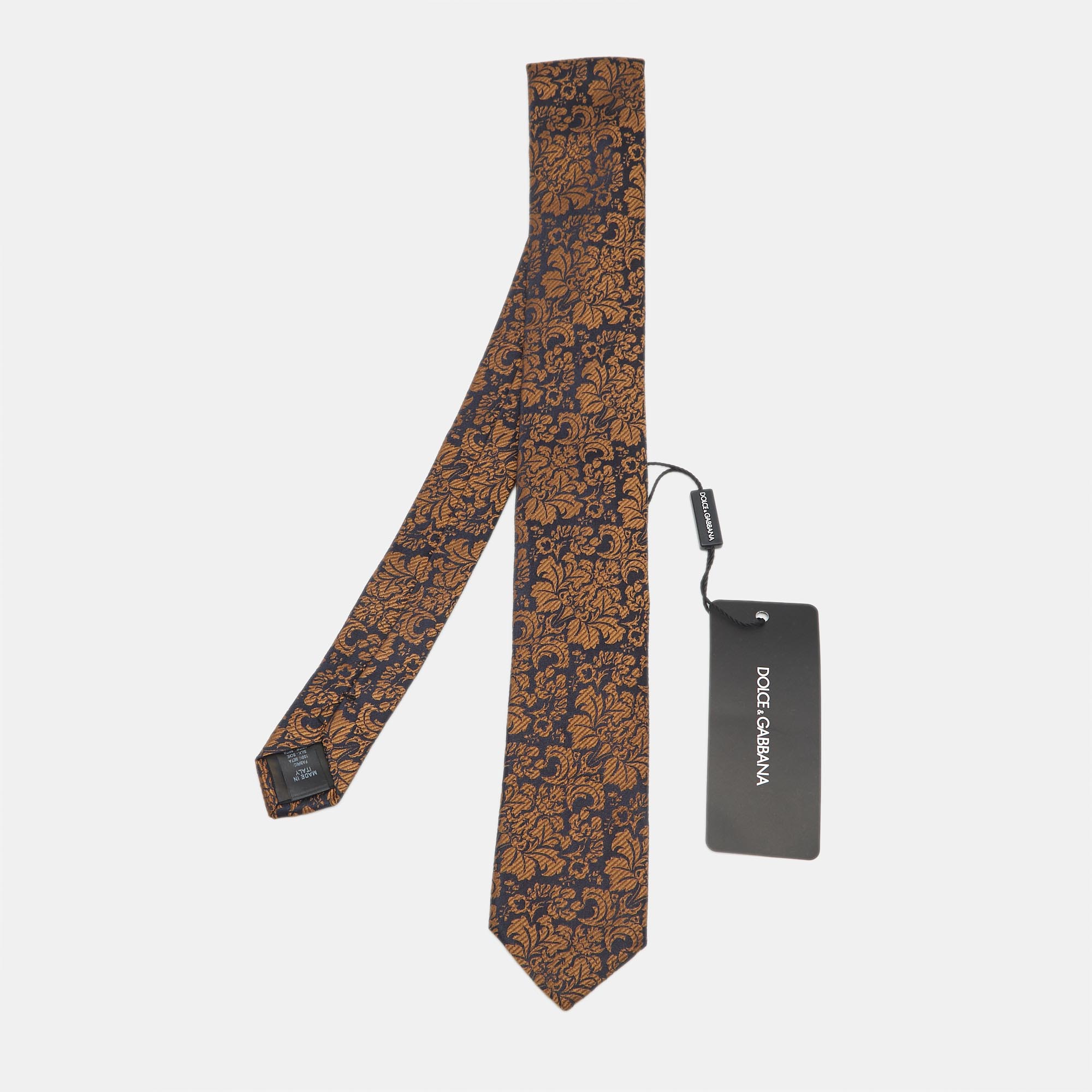 

Dolce & Gabbana Brown/Blue Floral Jacquard Skinny Tie