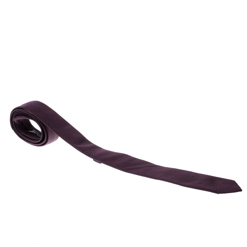 Pre Owned Dolce and Gabbana Burgundy Skinny Silk Tie