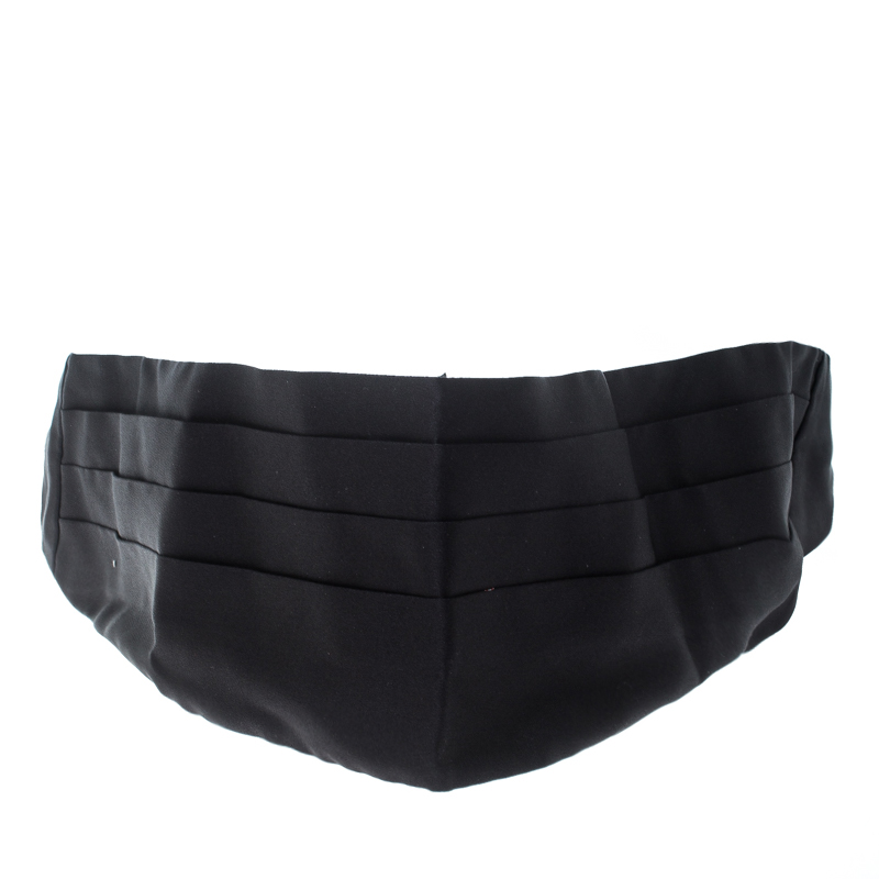 Dolce and Gabbana Black Silk Satin Pleated Cummerbund Size 50