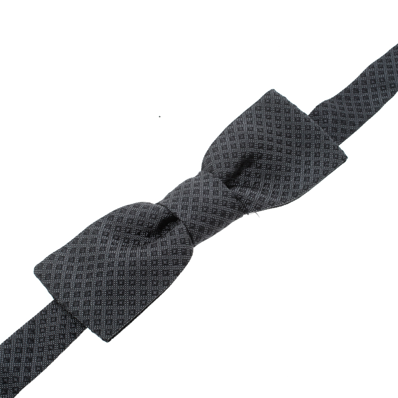 

Dolce and Gabbana Grey Diamond Pattern Silk Jacquard Bow Tie