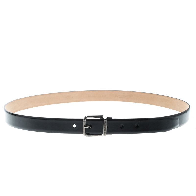 Pre Owned Dolce & Gabbana Black Patent Leather Belt 110cm