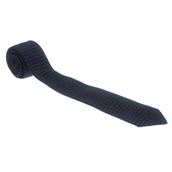 Pre Owned Dolce and Gabbana Black Printed Silk Tie