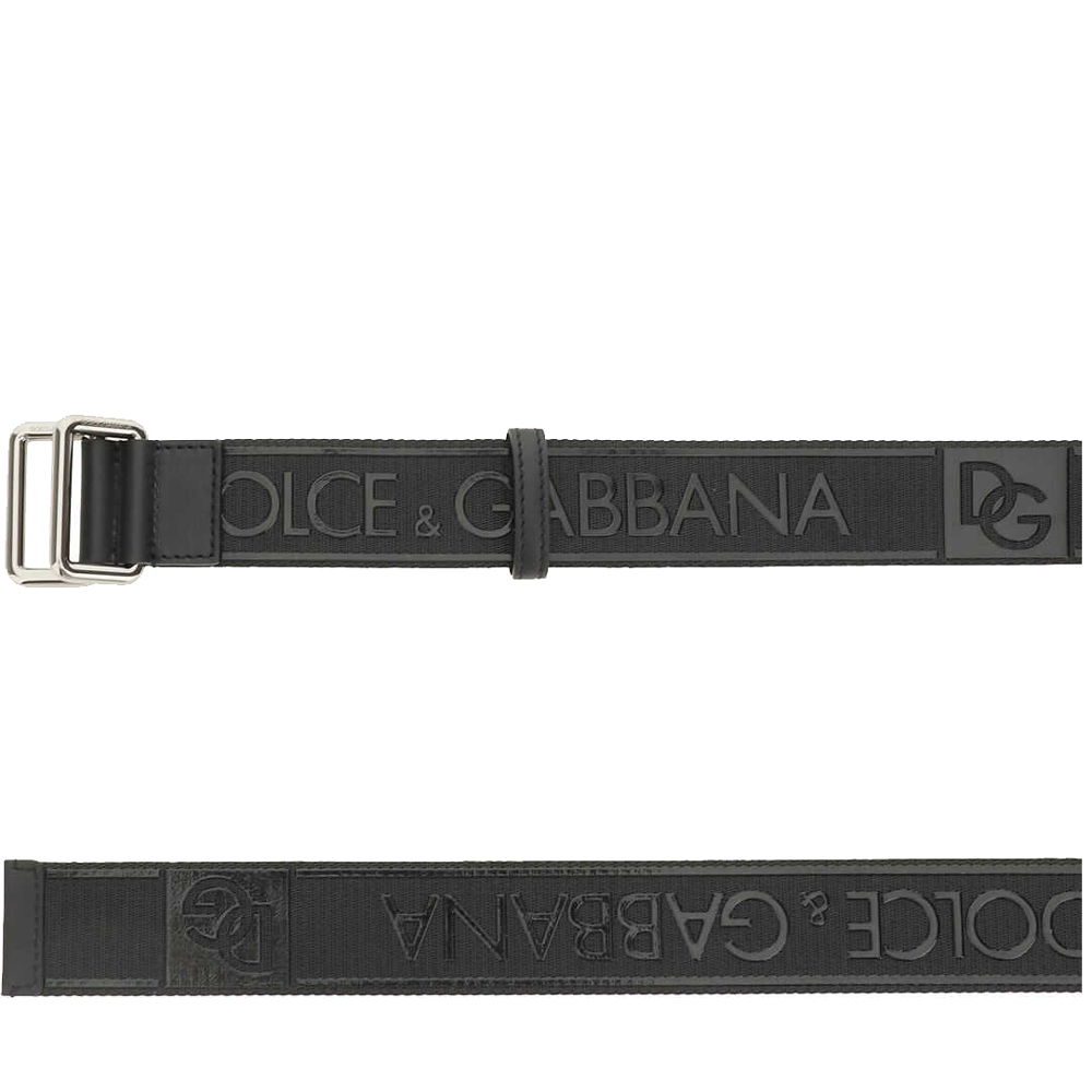 

Dolce & Gabbana Black/Grey Branded tape Belt Size CM 90