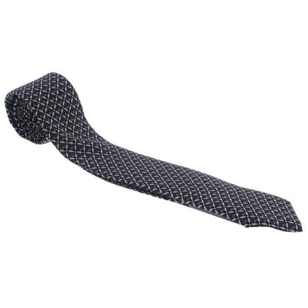 مملوكة مسبقًا Dolce and Gabbana Grey Printed Tie