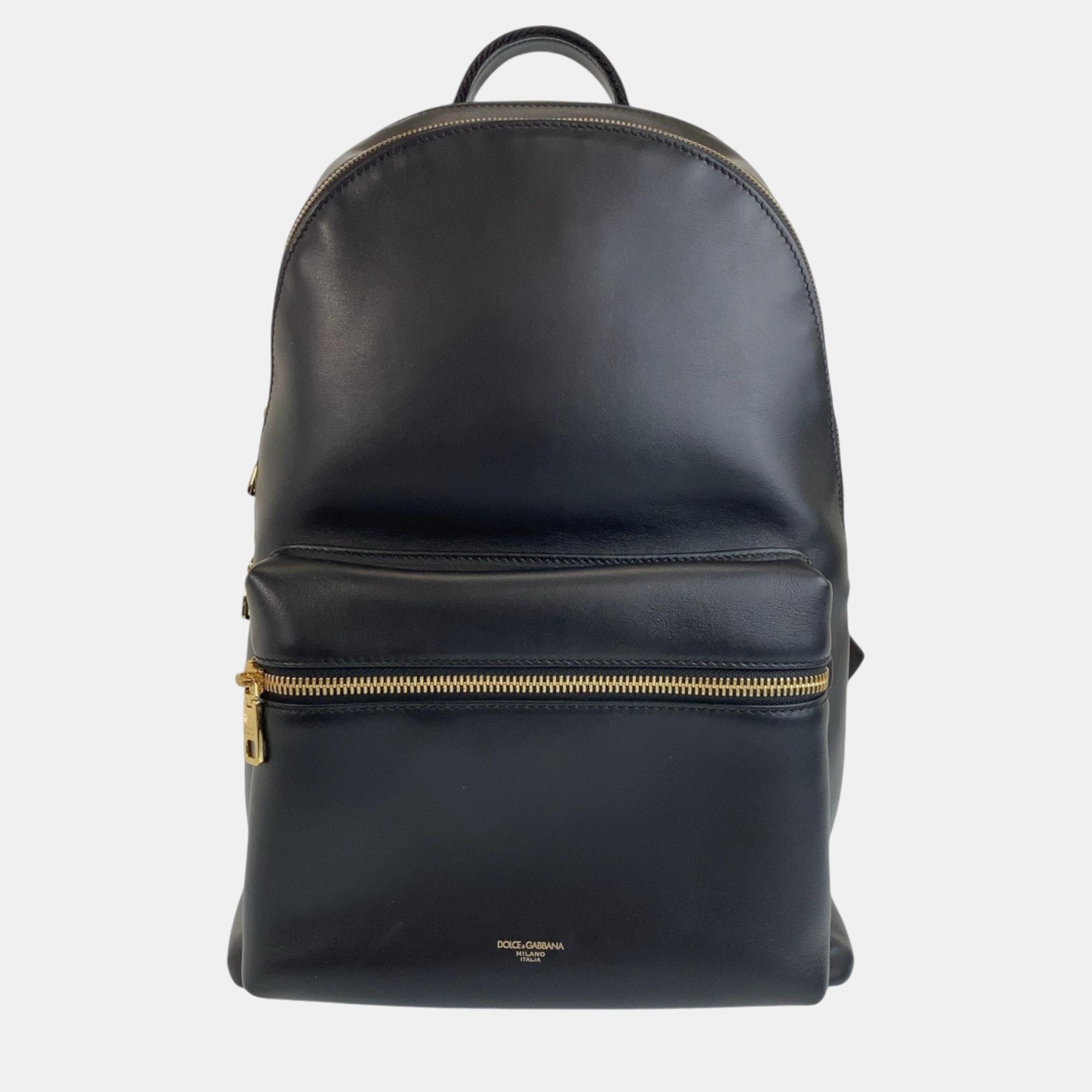 

Dolce & Gabbana Leather Backpack Unisex Black Leather