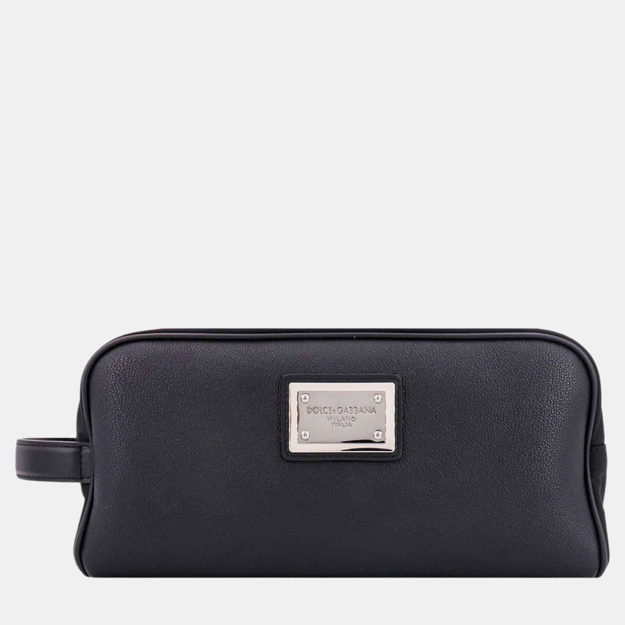 

Dolce & Gabbana Black Leather Beauty Case