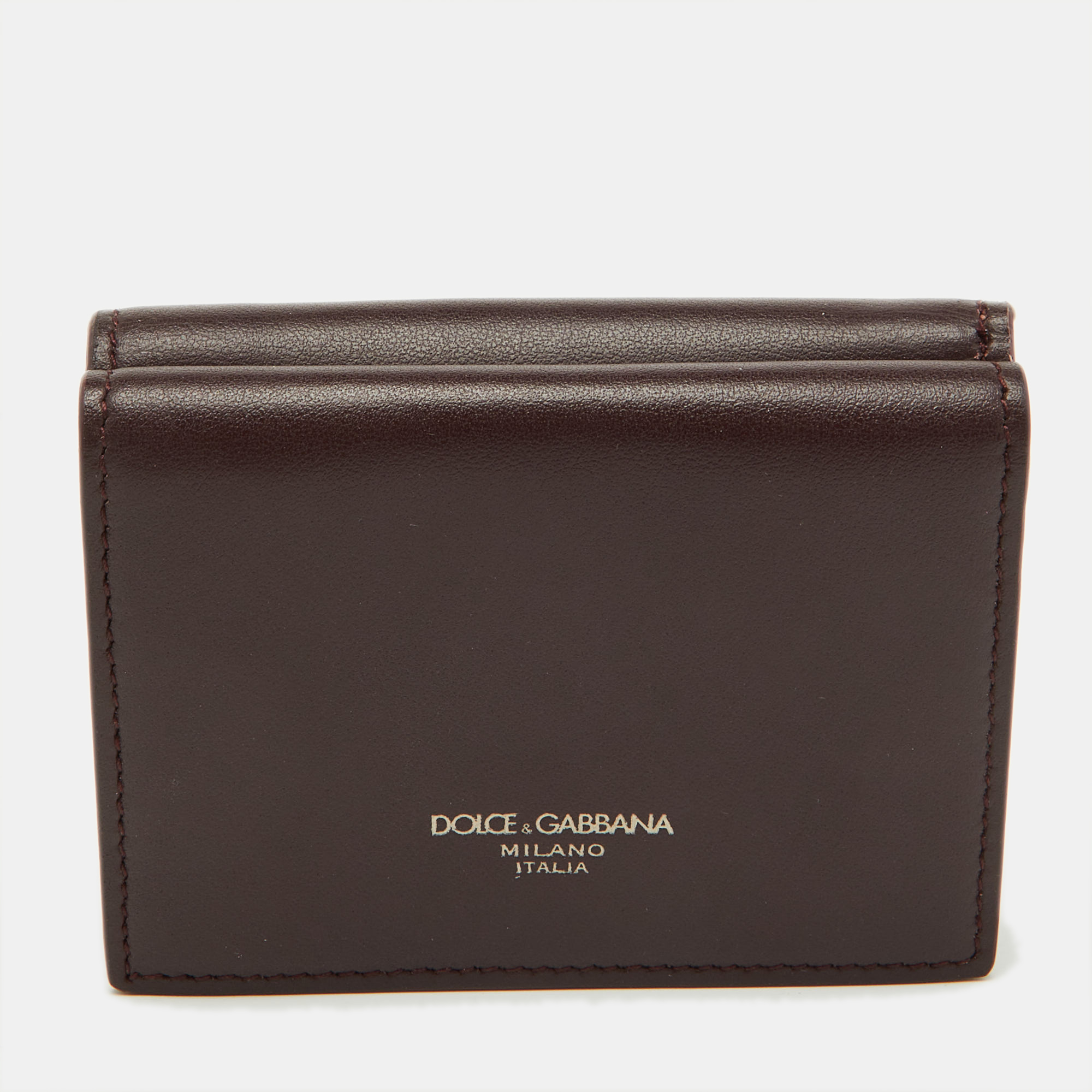 

Dolce & Gabbana Burgundy Leather Trifold Card Case