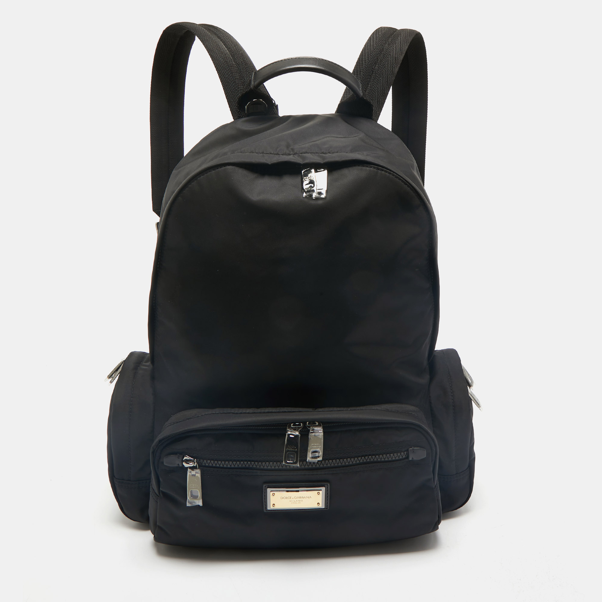 

Dolce & Gabbana Black Nylon Logo Plaque Backpack