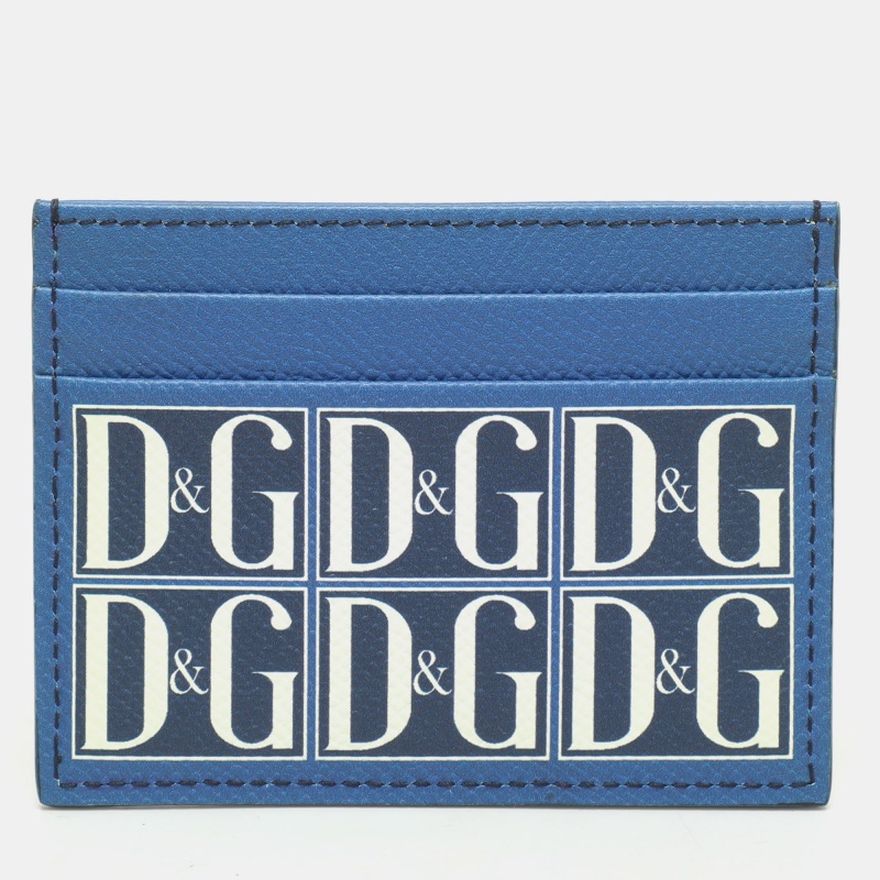 

Dolce & Gabbana Blue Leather DG Logo Card Holder