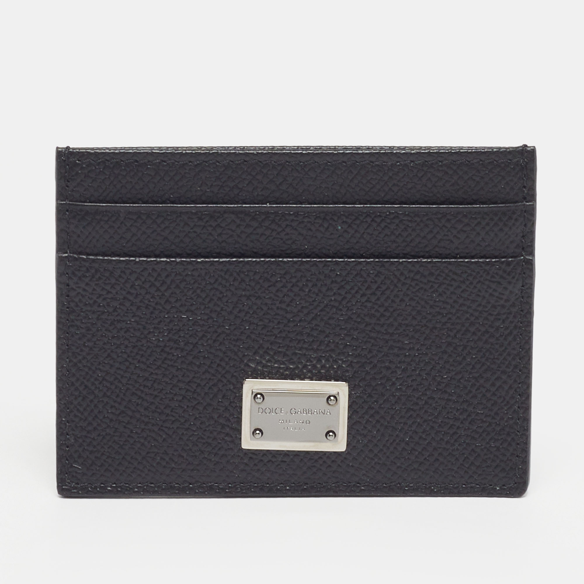 

Dolce & Gabbana Logo Plaque Black Leather Card Holder