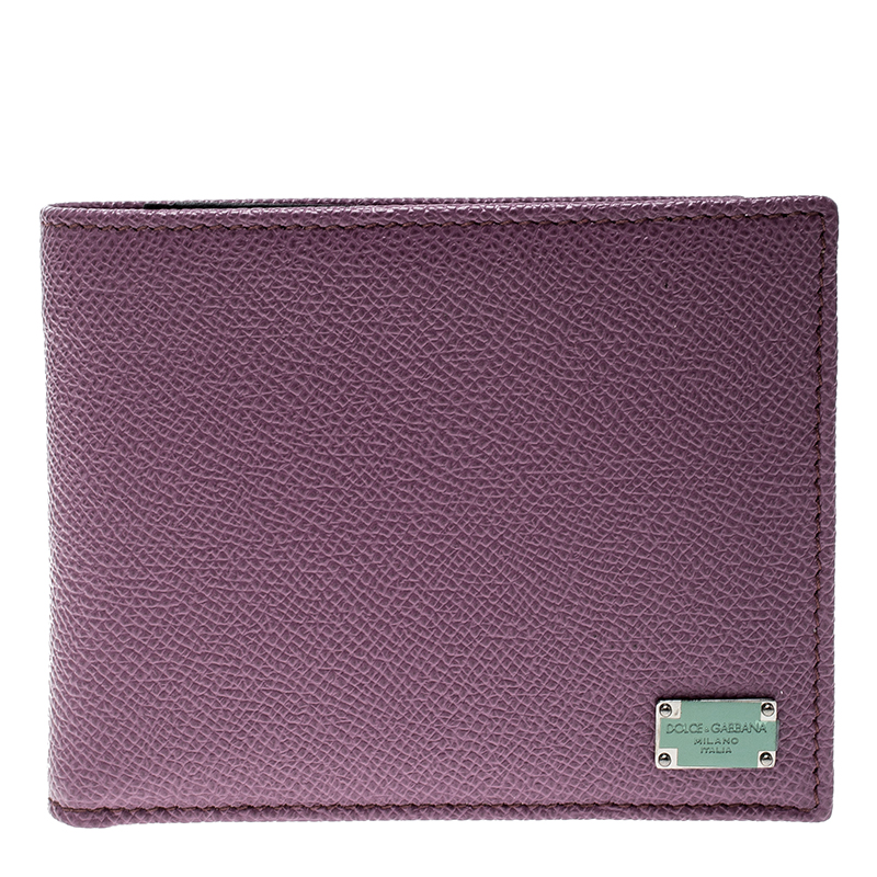 Pre Owned Dolce and Gabbana Lilac Leather Bifold Wallet 