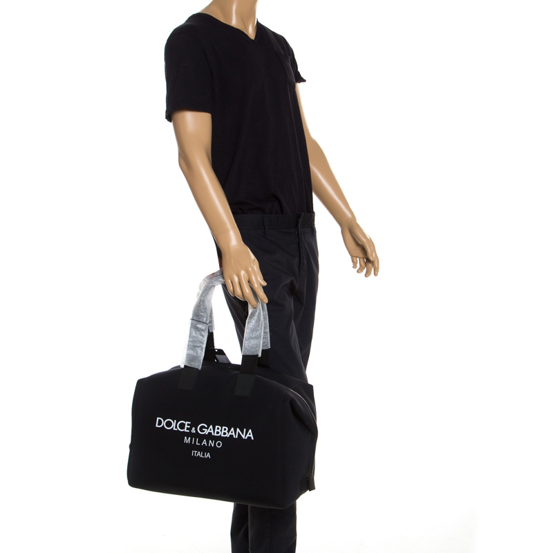 

Dolce & Gabbana Black Neoprene Carabiner Clip Holdall Duffle Bag