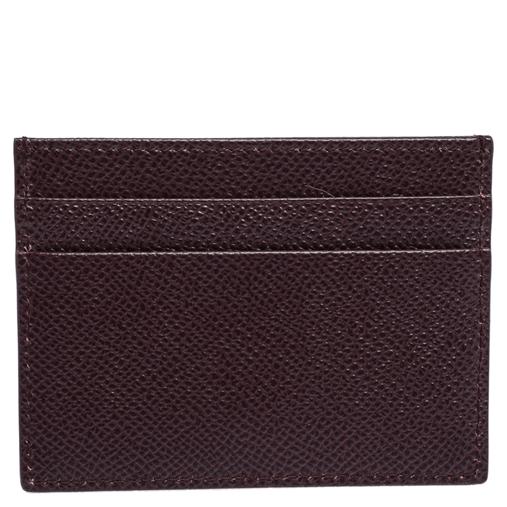 

Dolce & Gabbana Burgundy Leather Logo Plaque Card Holder