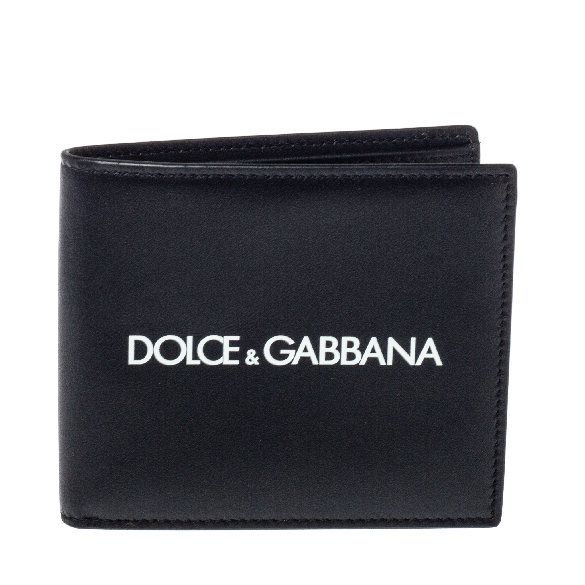 Pre Owned Dolce & Gabbana Logo Print Leather Bifold Wallet