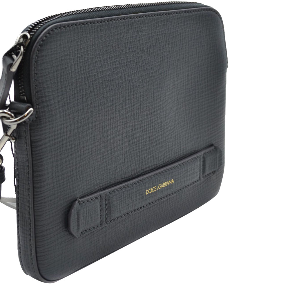 

Dolce and Gabbana Dark Grey Nylon Leather Pouch Bag