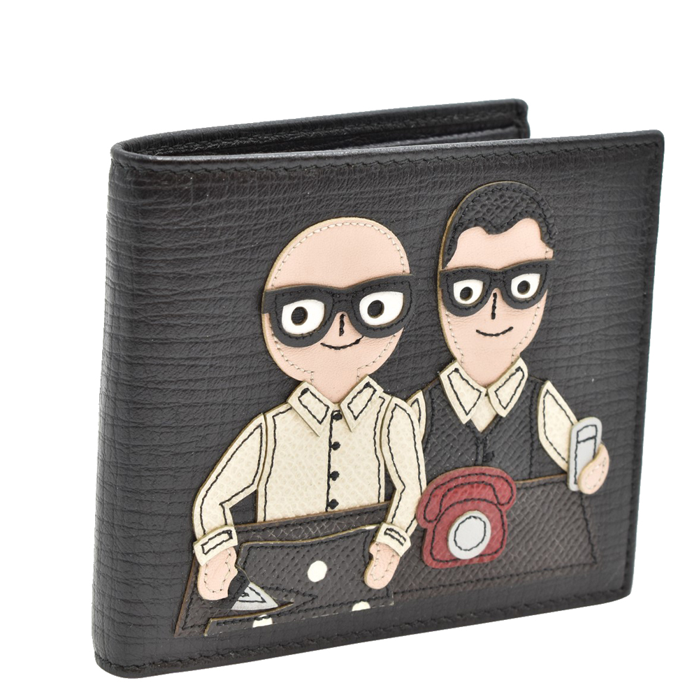 

Dolce and Gabbana Black Family Man Patch Bifold Wallet