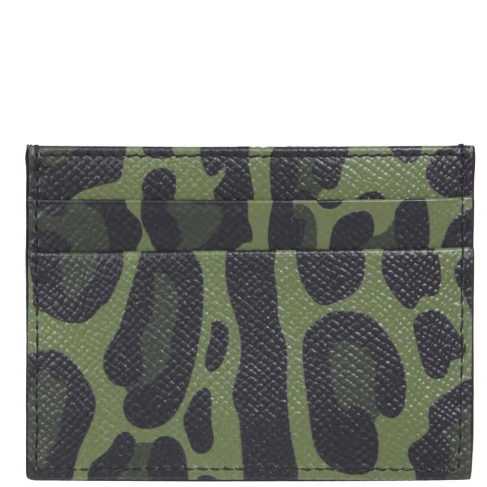 

Dolce & Gabbana Green Leopard Print Card Holder