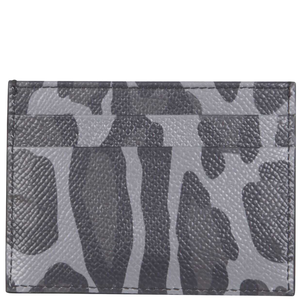 

Dolce & Gabbana Black/Grey Leopard-print Leather Card Holder