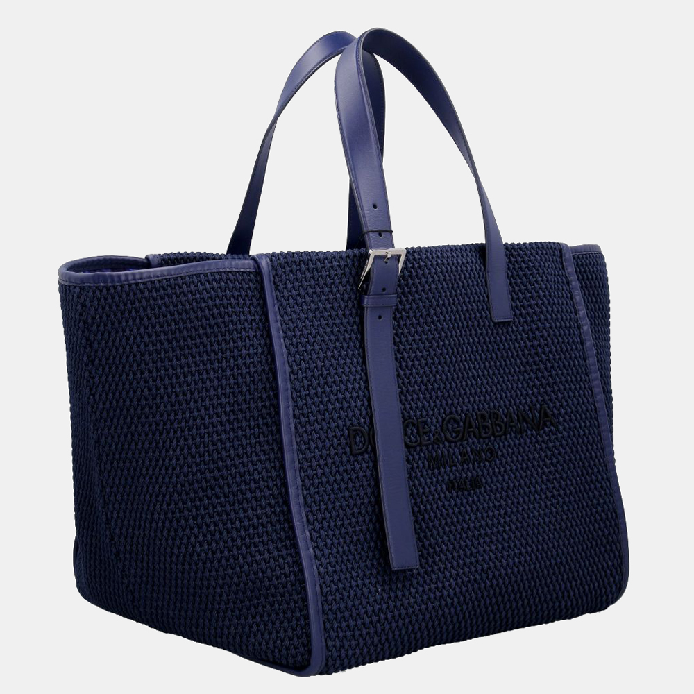 

Dolce & Gabbana Blue Leather Maxi Tote Bag