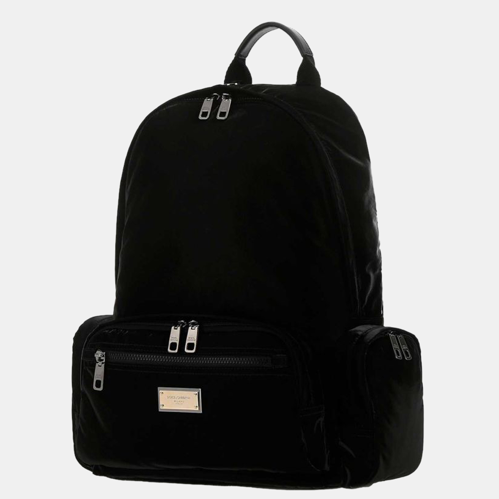 

Dolce & Gabbana Black Nylon Branded Plate Backpack
