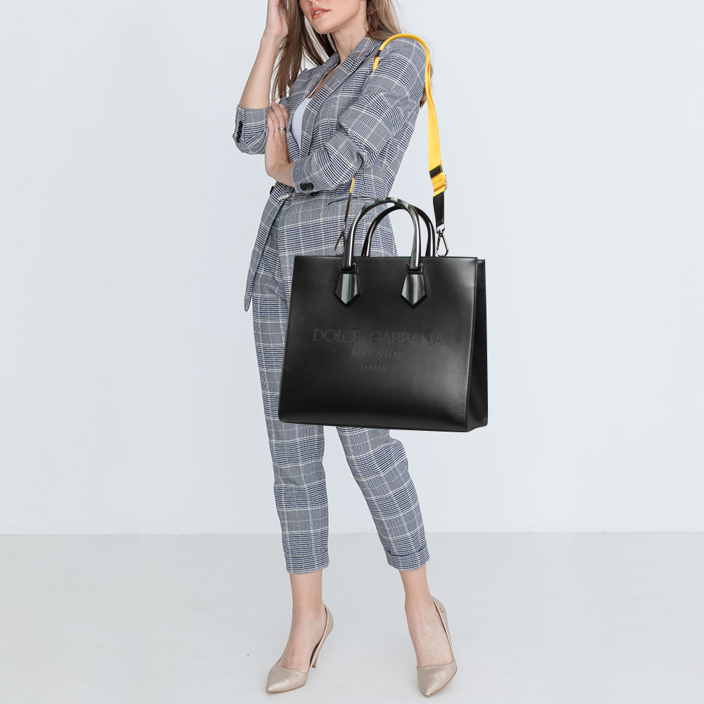 

Dolce & Gabbana Black Leather  Logo Tote