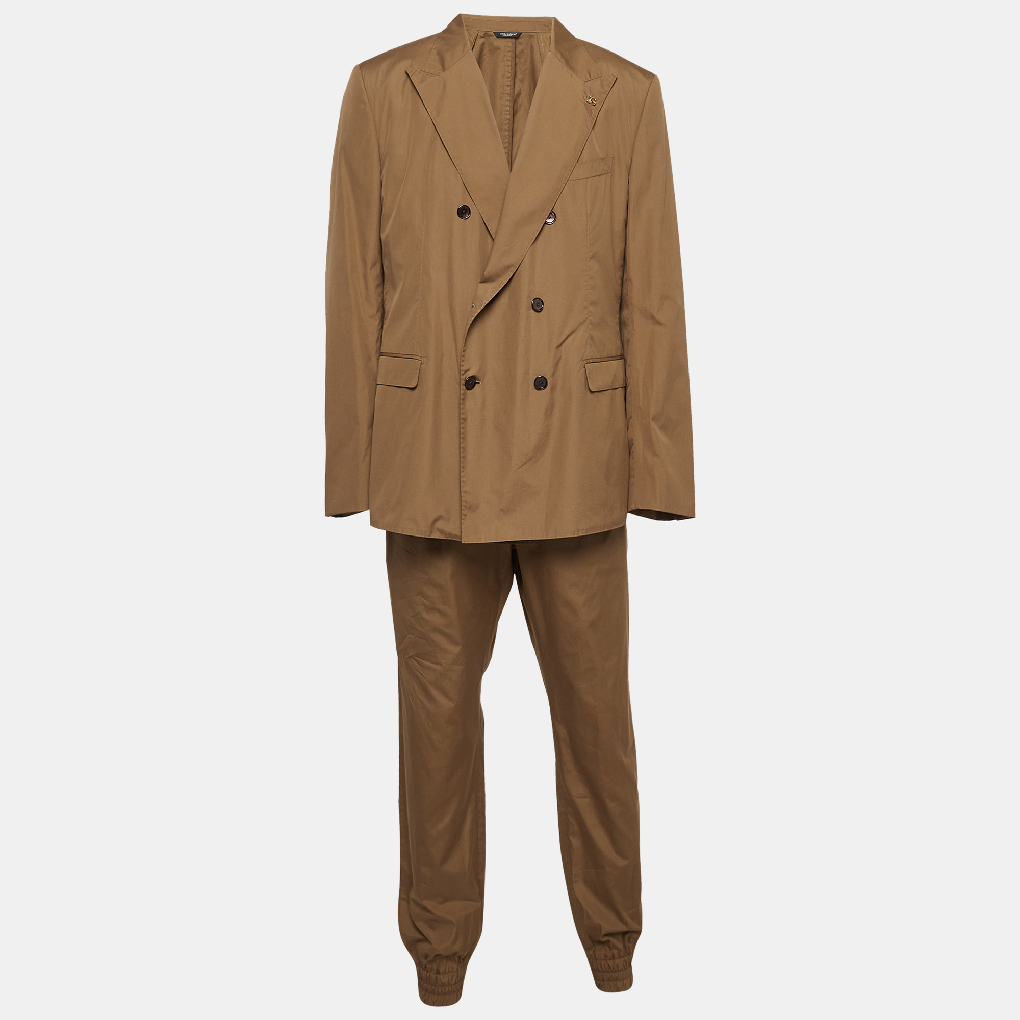 

Dolce & Gabbana Brown Cotton Double-Breasted Pants Suit 4XL