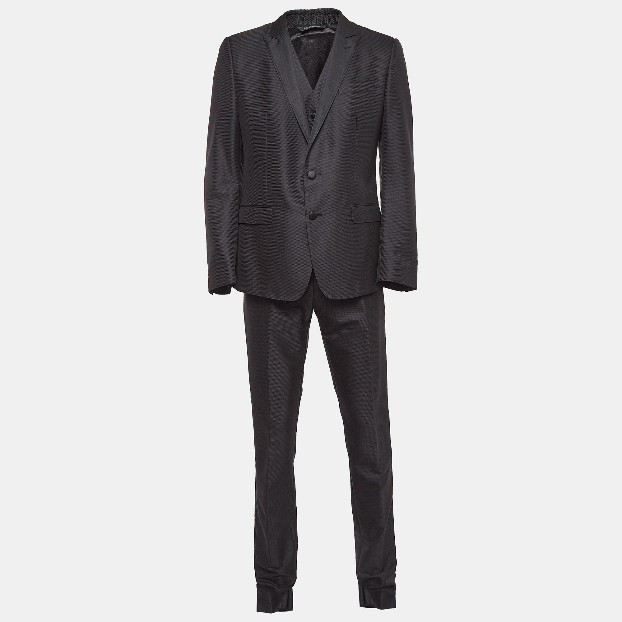 

Dolce & Gabbana Black Wool Blend Tailored Wool 3 Pc Suit Set L