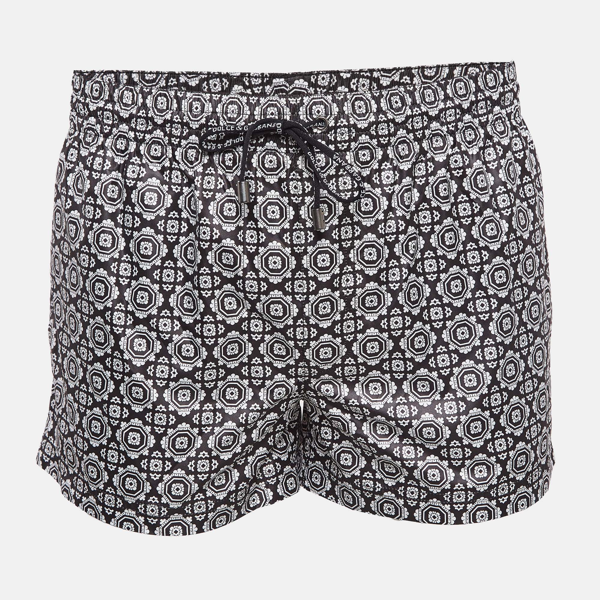 

Dolce & Gabbana Beachwear Black Printed Synthetic Boxer Shorts S