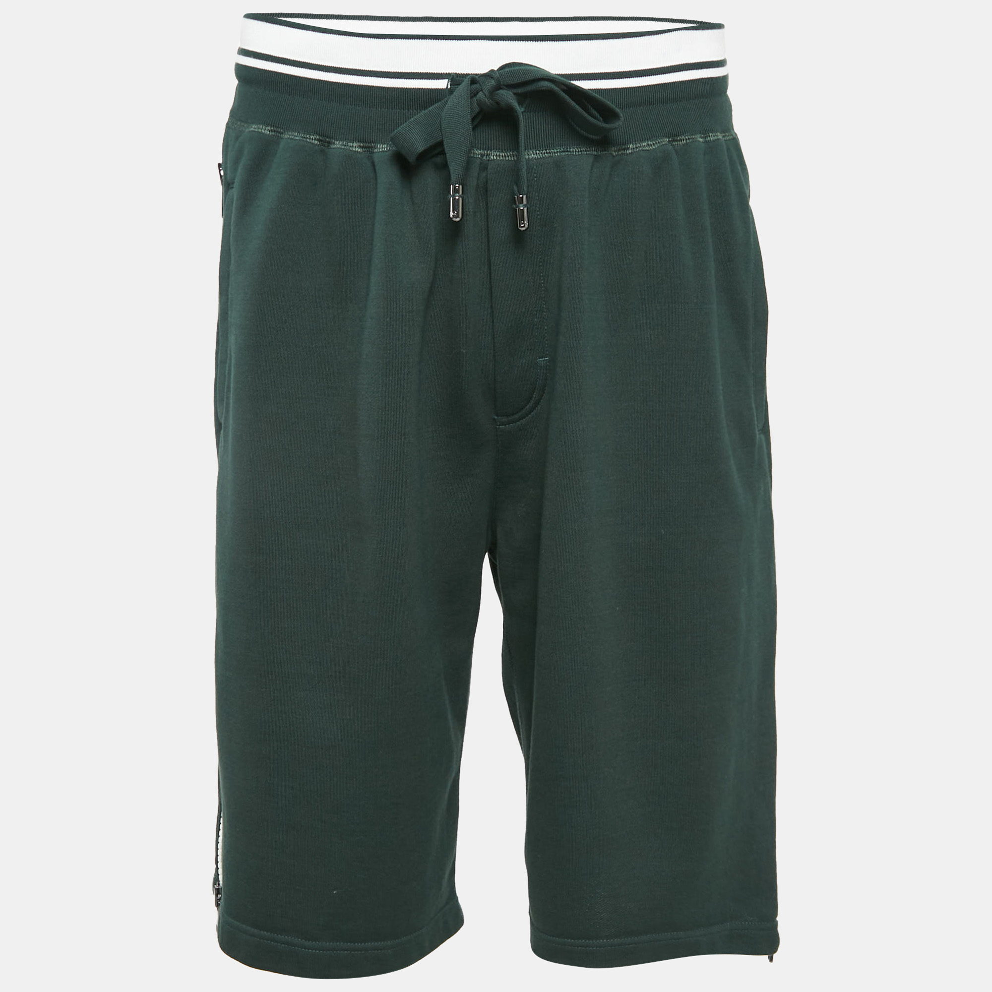 

Dolce & Gabbana Green Cotton Knit Drawstring Shorts M