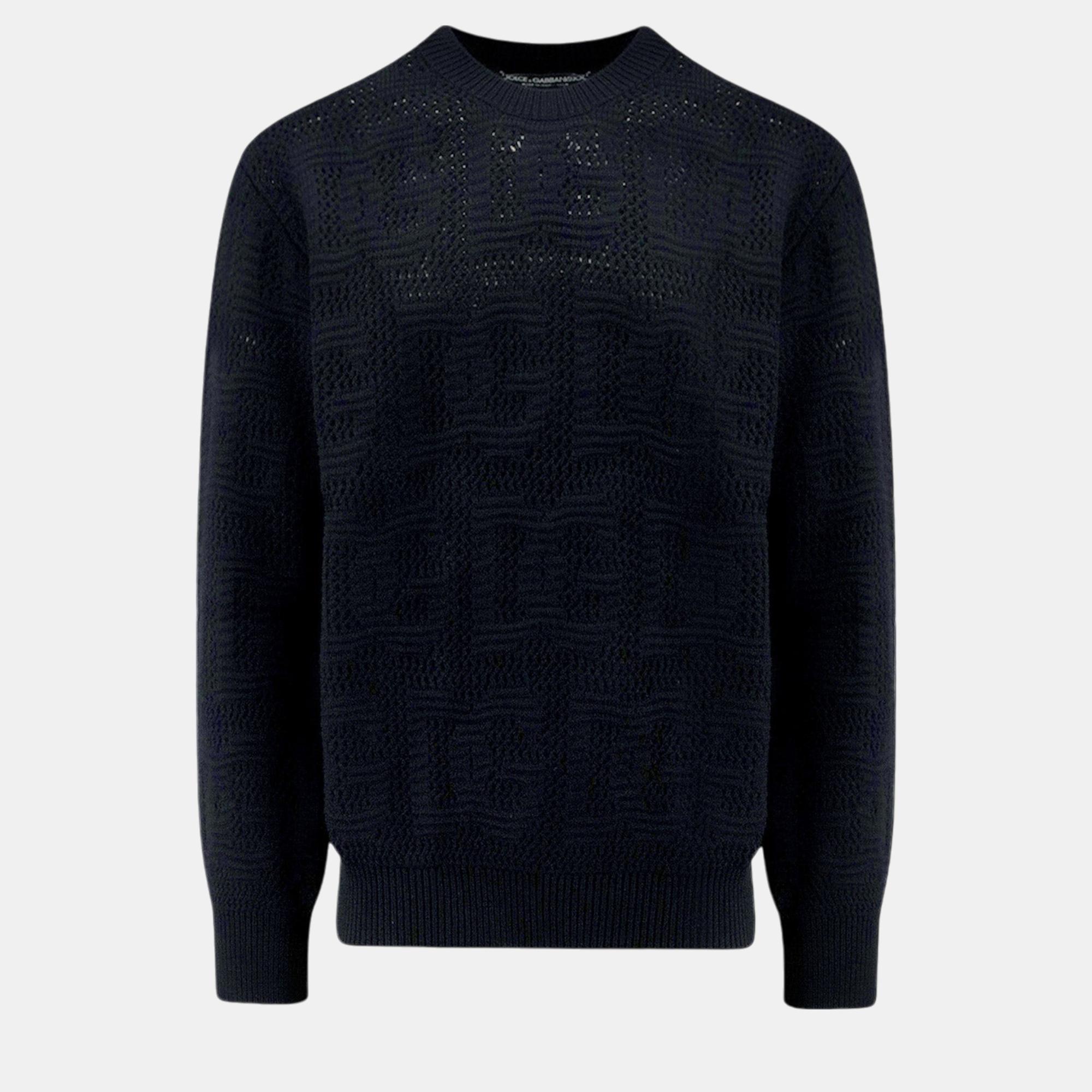 

Dolce & Gabbana Black Wool Dg Motif Sweater