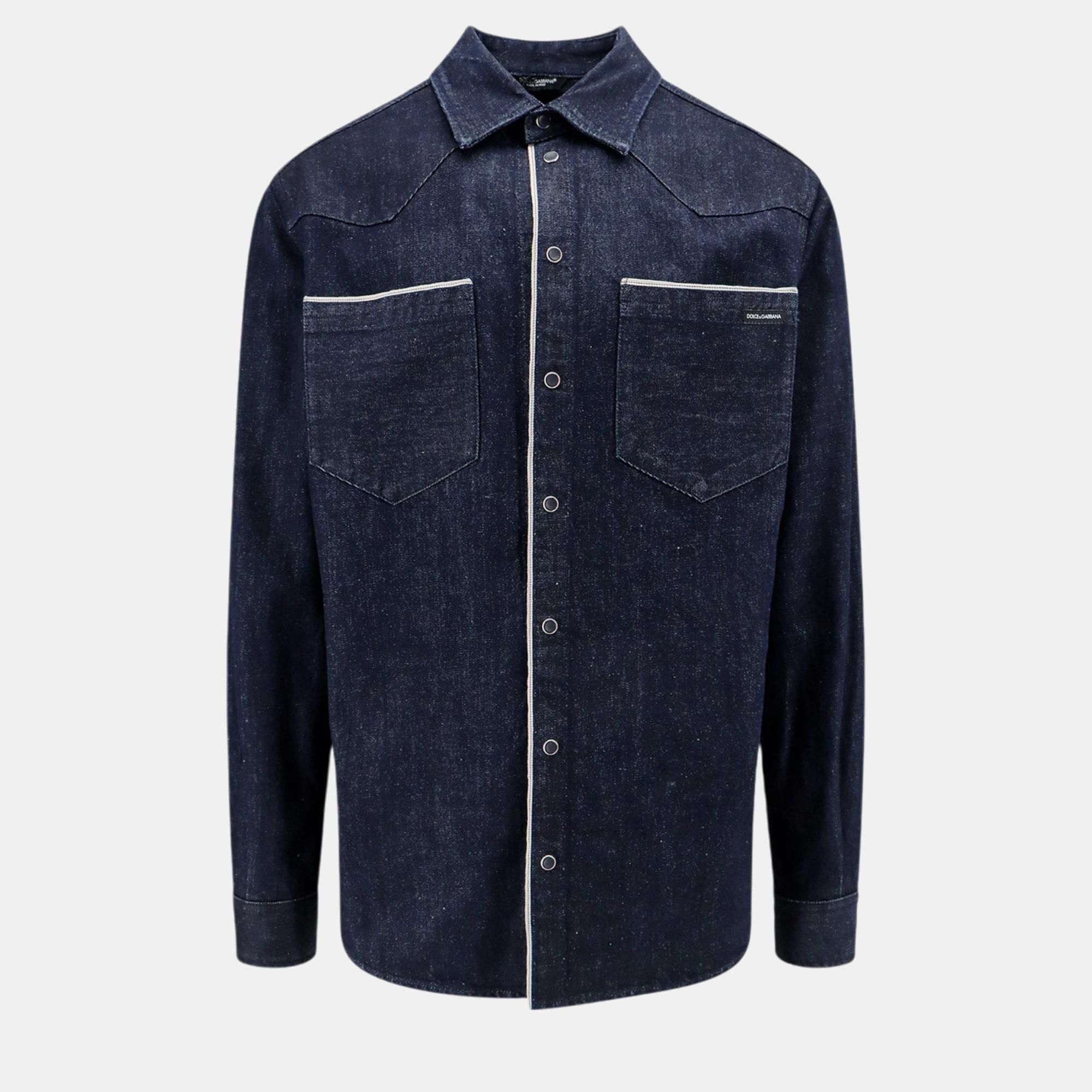 

Dolce & Gabbana Blue Denim Logoed Label Shirt